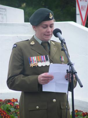 Alexandra-Clyde RSA president Debra Warburton closes the Armistice Day service in Alexandra.