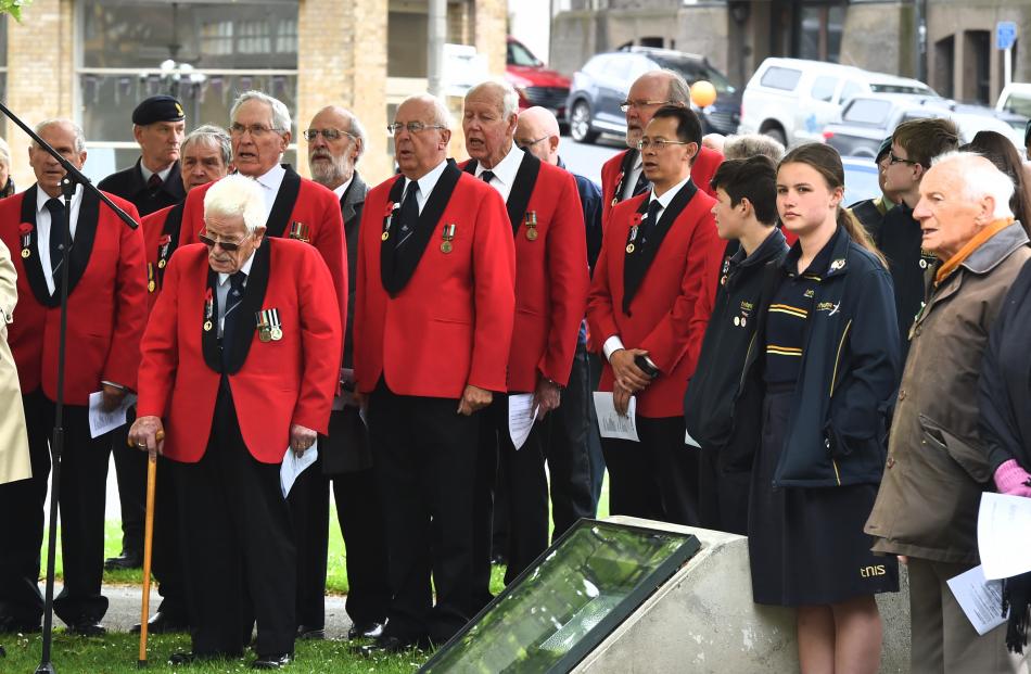 The Dunedin RSA choir sings during the service.