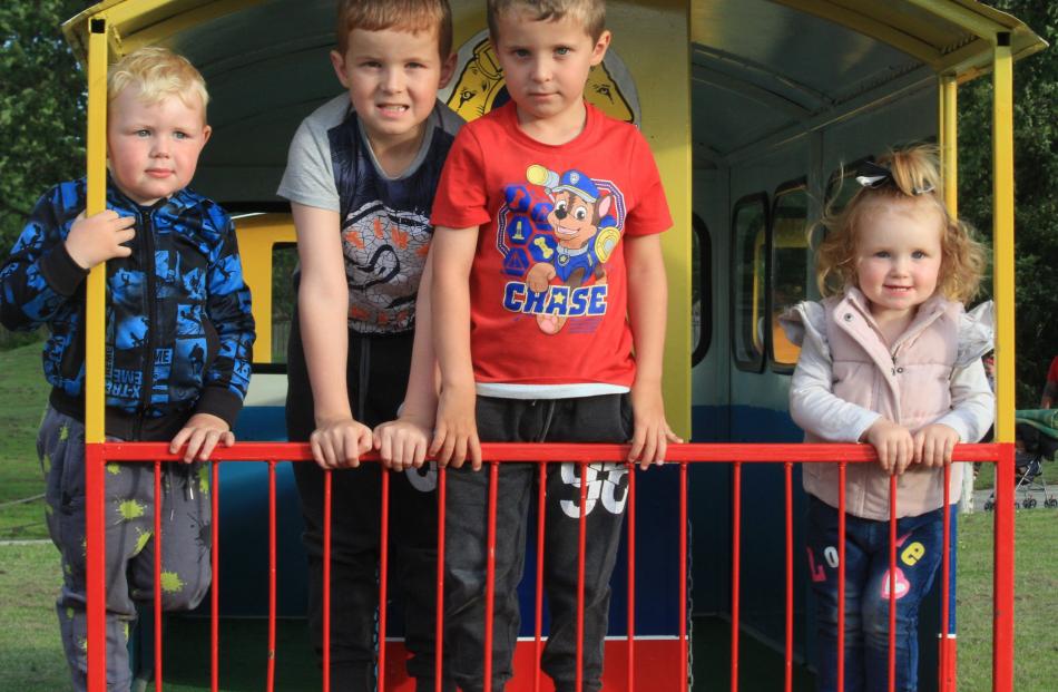 Preston Pamment (3), of Weston, Connor (9) and Cody Bol (6), of Oamaru, and Aubrie Pamment (1),...