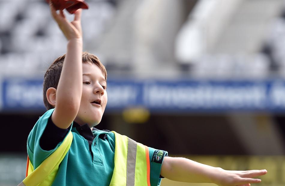 East Taieri School pupil Samuel Lewis (6) takes aim at Percy’s Safari Adventure Fun Day at...
