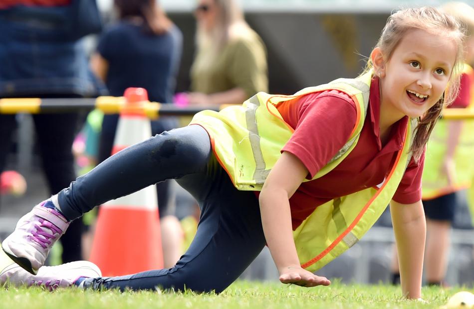 Musselburgh School pupil Alicia Linton (8) gets active.