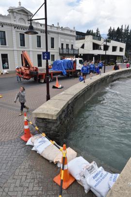 Sandbags in Queenstown on Friday. Photo: Gregor Richardson 