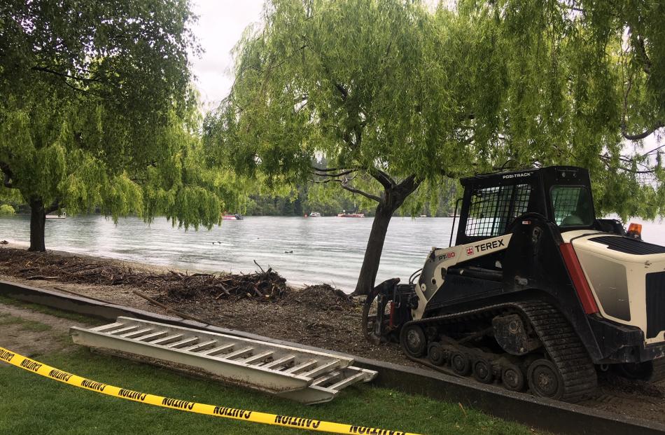 Parts of Queenstown Bay have been cordoned off as lake levels rise. Photo: Louise Scott