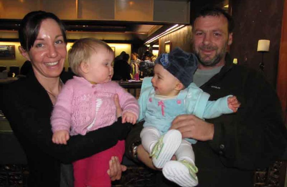 Min and Tahlia Maxwell (11 months) and Chris and Leah Richards (8 months), all of Haast.