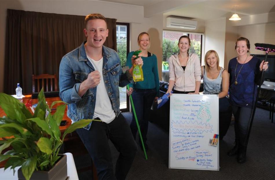 Tidy flat: From left, Brad Brosnan, Zoe Jacques, Anna Small, Danielle McRae, and Chantelle...