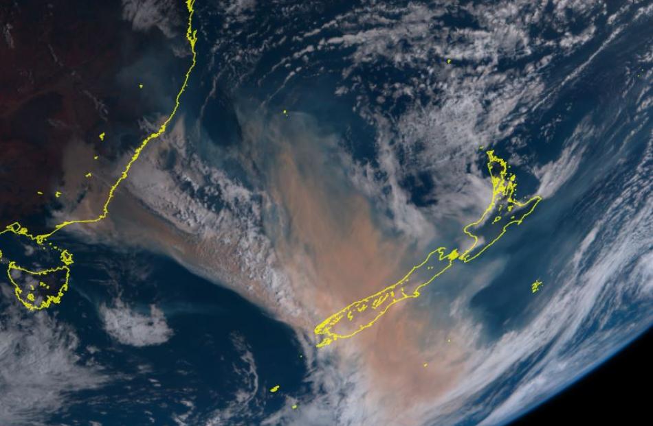 A view of the smoke drifting over from Australia taken from the Himawari 8, which is a Japanese...