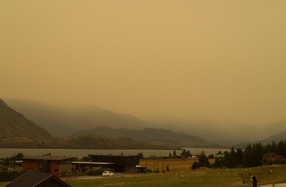 Queenstown also had an odd hue this morning. Photo: Jo Derek