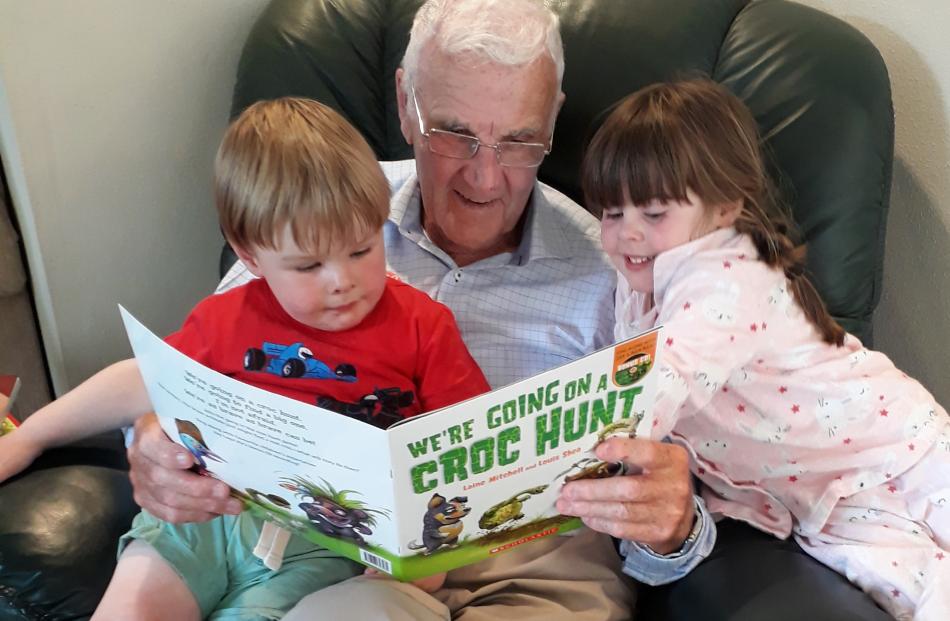 Stewart McKnight of Ranfurly entertains great grandchildren Lucas (2) and Ruby (4) Taiaroa, of...