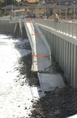 A 2004 picture of damage to the ramp shortly after the seawall was built.