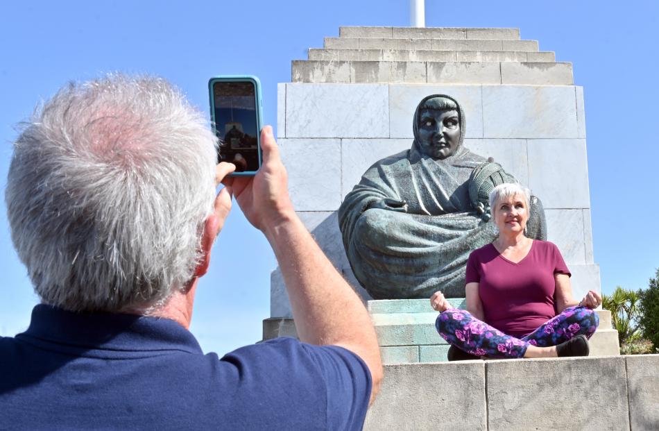 Taking a photo of fellow passenger Edwina Holloway, of Florida, at the Signal Hill Lookout...
