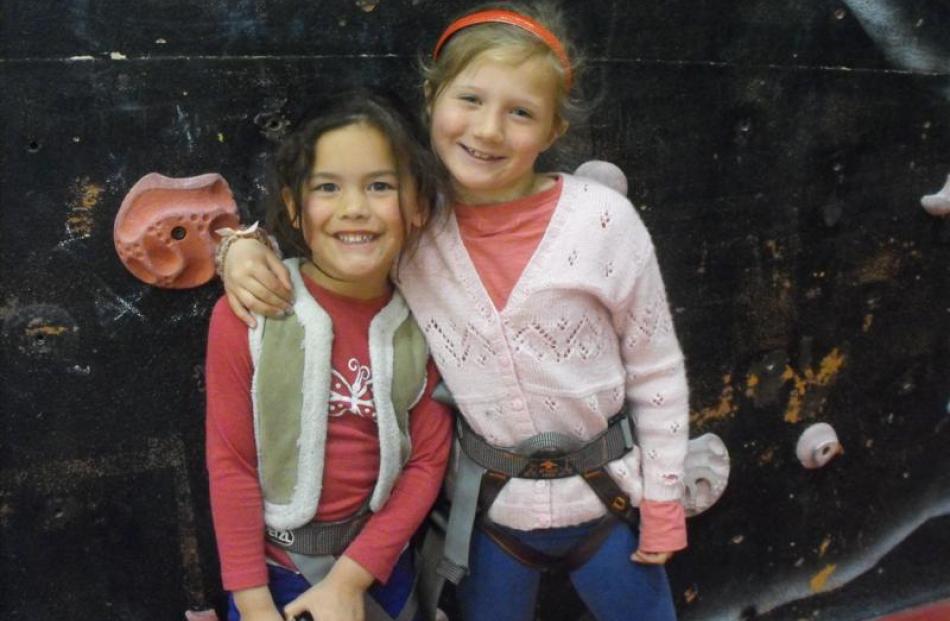 Charlotte Wyndham (5), of Queenstown, with Ana Sophia Tapper (7), of Queenstown, before the pair...