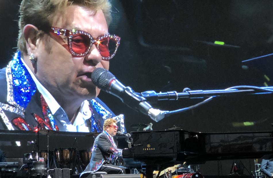 Sir Elton John on stage in Dunedin. Photo: Supplied 