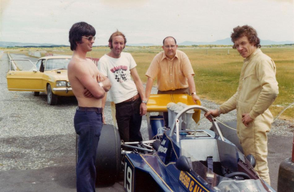 Testing the new fuel injection system on the Begg 018 at Teretonga Park, near Invercargill, in...