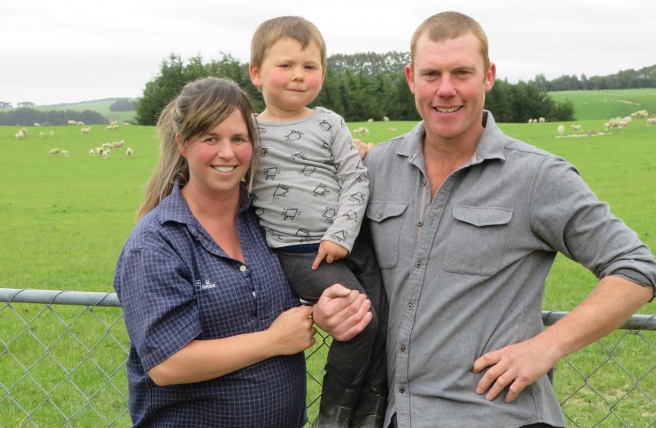 Moa Flat sheep and beef farmers Liz and Sam Barton (pictured with son Angus) 