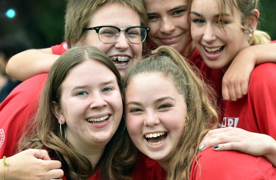 Cumberland College students (clockwise from left rear) Katy Scott (18), Paris Marshall (18),...