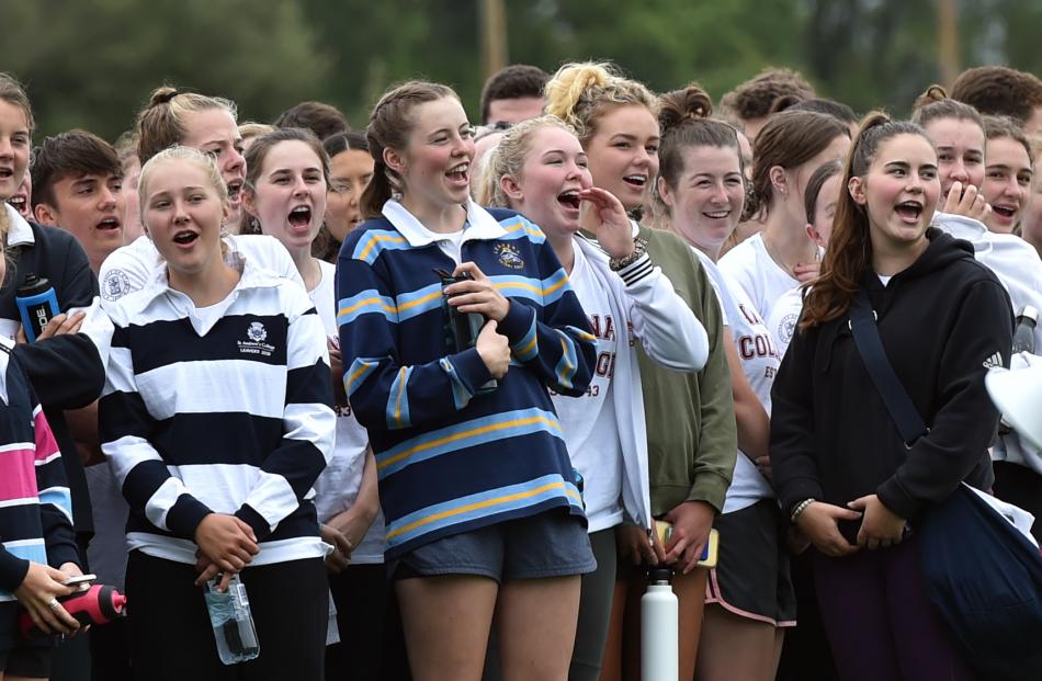 Arana College students support their team mates during the sports day. Photos: Peter McIntosh