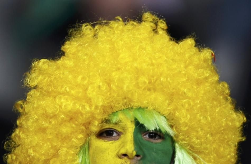 An Australia Wallabies fan looks on before their Rugby World Cup third place play-off match...