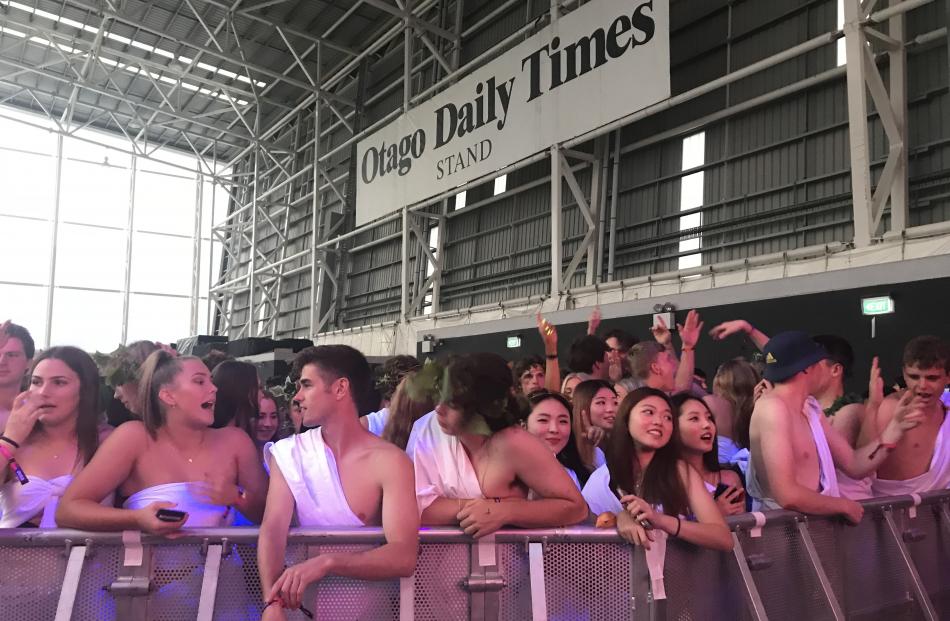 The annual toga party kicks off at Forsyth Barr Stadium. Photo: Daisy Hudson