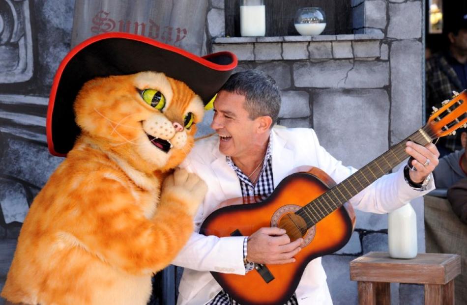 Cast member Antonio Banderas attends the premiere of the animated film 'Puss In Boots' in Los...