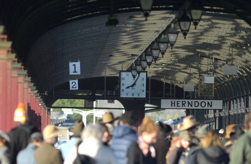 The railway station is miraculously relocated to the midwest town of Herndon.