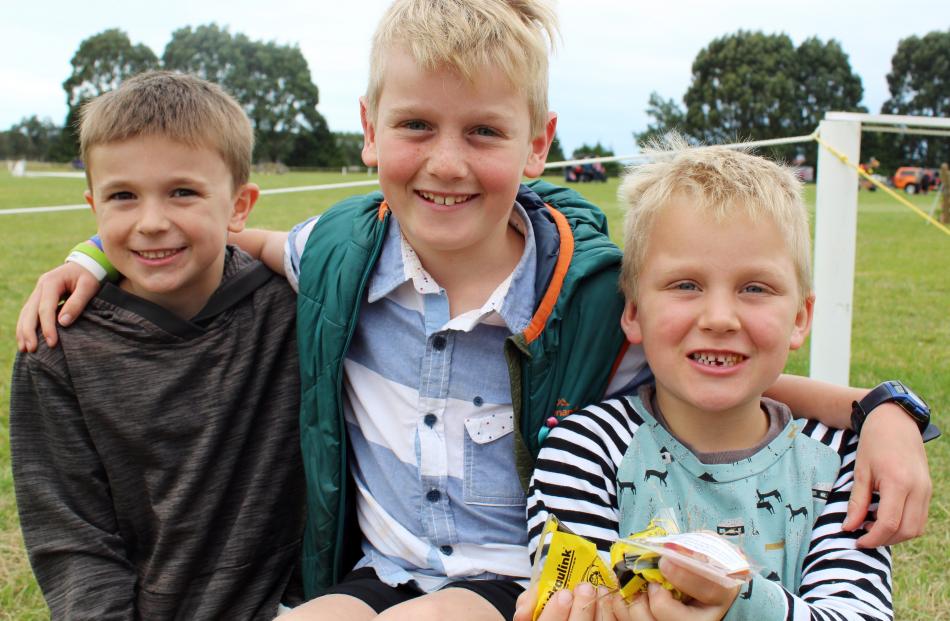 Riley Mead (6) and Oliver (9) and Lewis (7) Roubroeks, all of Invercargill.