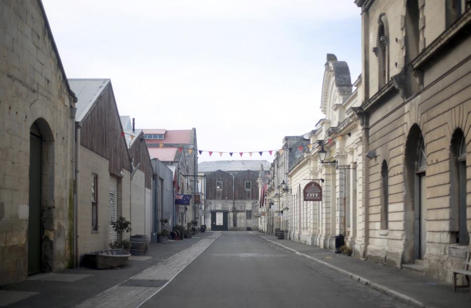 Harbour St, in Oamaru’s Victorian precinct, is empty on day one of the Covid-19 lockdown. Photo:...