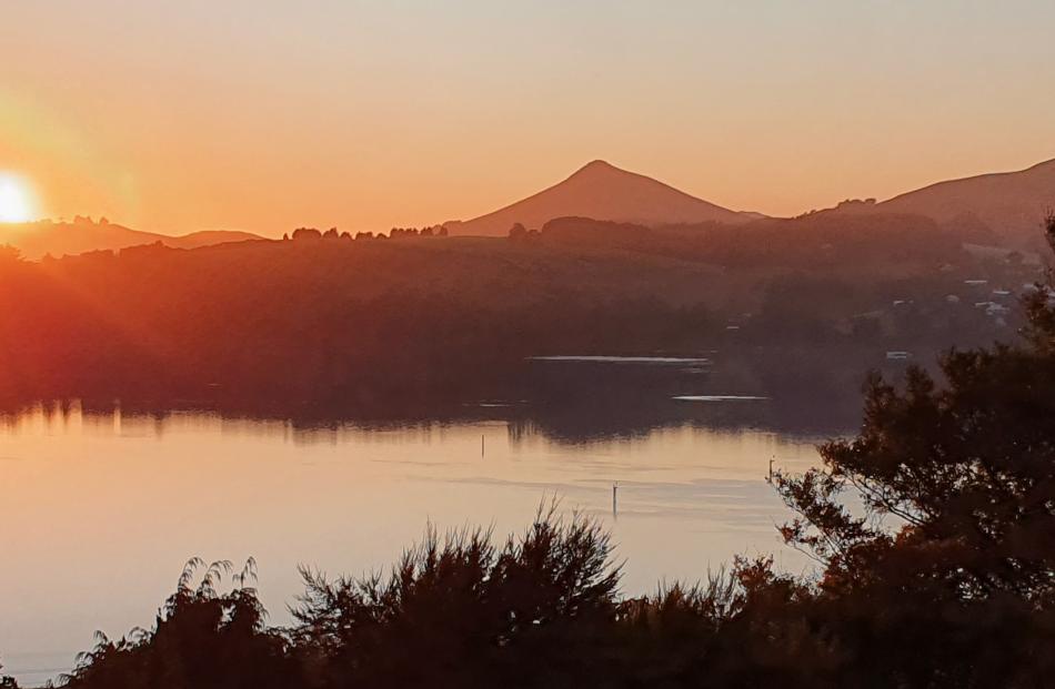 Sunrise over Hereweka-Harbour Cone viewed from St Leonards on Tuesday morning. PHOTO: CRAIG CAMPBELL