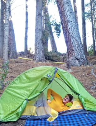 Flavia Rose (26) takes an Easter camping holiday in her backyard in St Leonards. PHOTO: FLAVIA ROSE