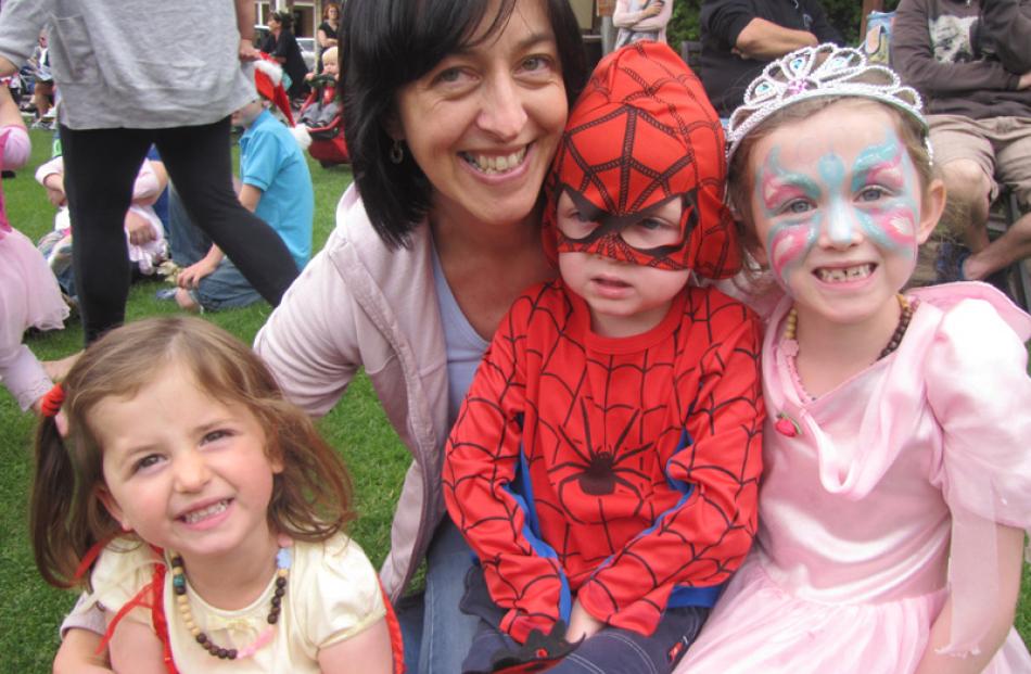 Hannah Johnston (3), left, with her mum Julie Johnston, brother Toby (3) and sister Emily (6) at...