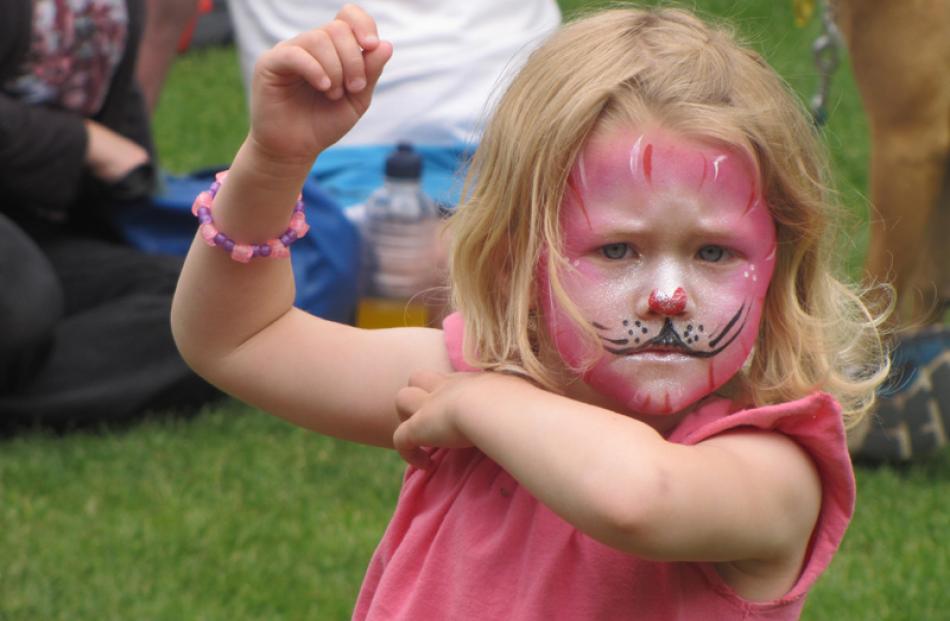 Lola Evans-Redpath (3), of Arrowtown at the village's Christmas Family Fun Day on Saturday. Photo...