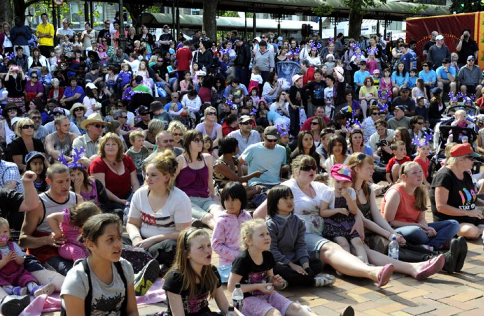 The crowd in the Octagon after the annual Santa Parade in Dunedin yesterday. Photo by Gerard O...