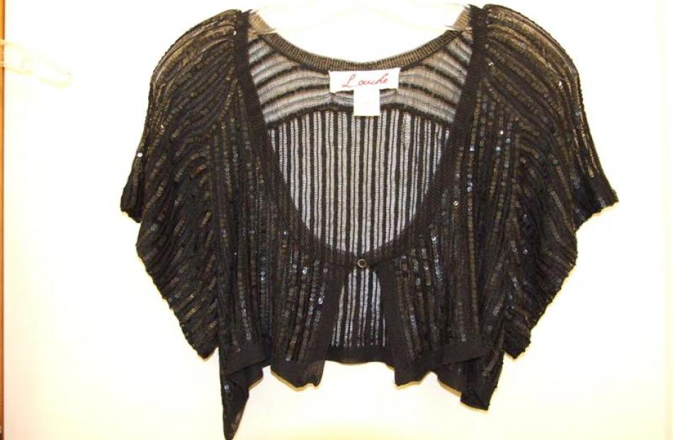 Louche Loria sequin cardi at Arthur Barnett.