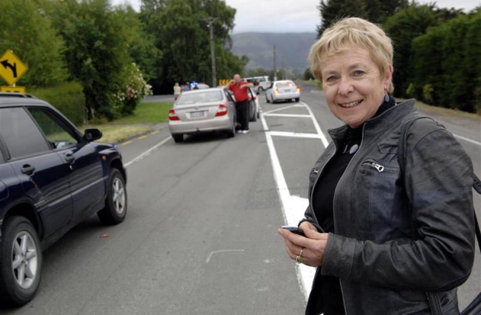 Dunedin woman Susan More, like others on the flight from the capital, had to walk out to the...