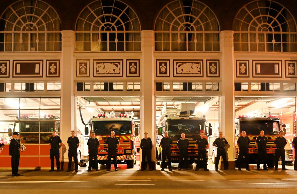 New Zealand Fire and Emergency crew members from Dunedin Central, St Kilda and Willowbank...