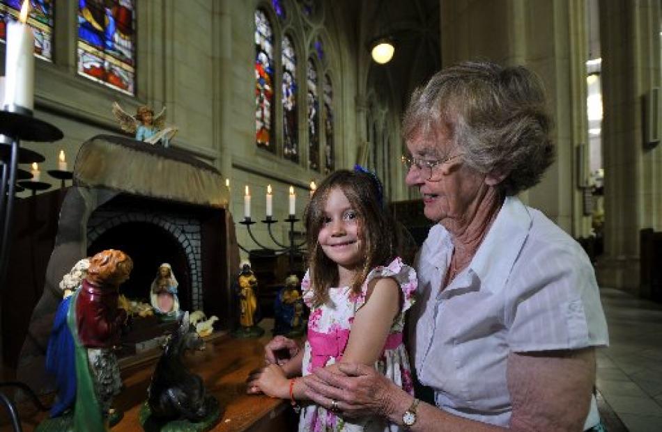 Harriet Brown (4), of Auckland, and her grandmother, Claire Brown, of Dunedin, admire the...