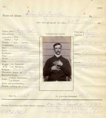 Mugshot of Charles Fowler. Scan supplied.