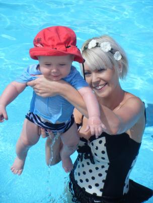 Baby Jayden Bell steals the limelight from his mother Claire Walters at the Miss Alexandra...