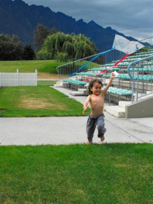 Tama Huston-Jefferies (3) takes his new kite for a fly.