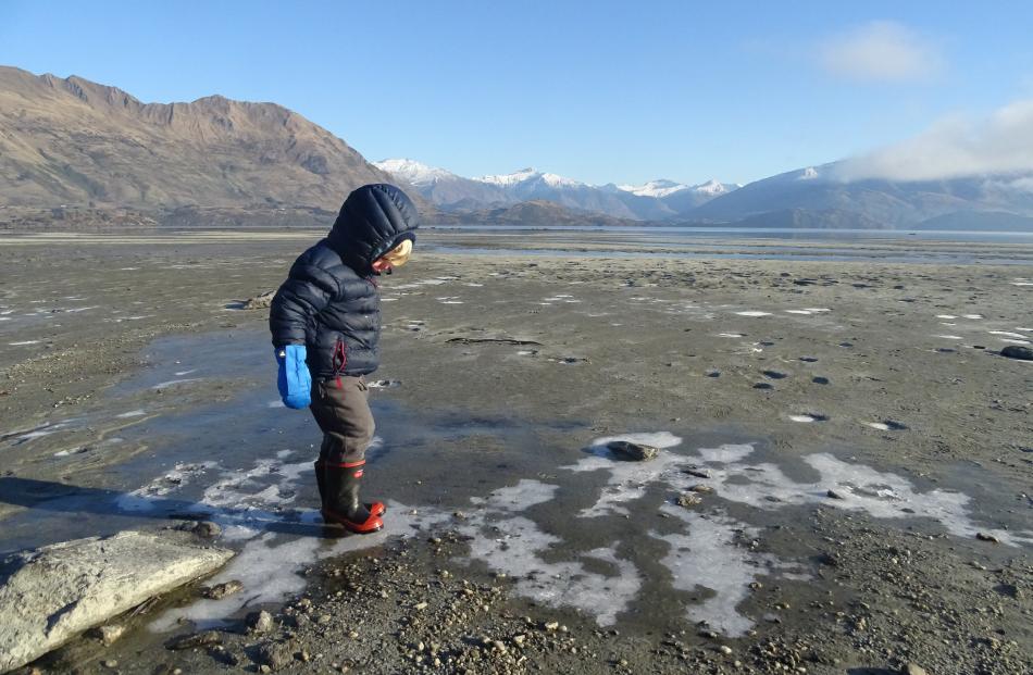 Wanaka’s Gabriel Kennedy (3) did not let the occasional slip stop him from breaking ice along the...