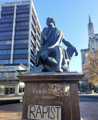The Robbie Burns statue in the Octagon on Saturday. PHOTO: SUPPLIED
