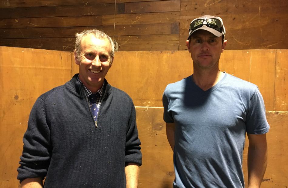 Andrew Laing (left) was thrilled with the Sudeley Angus on-farm bull sale after Central Otago...