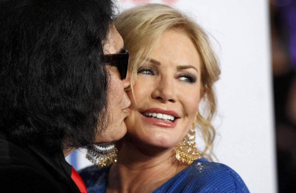 Gene Simmons and wife Shannon Tweed arrive at the 2012 People's Choice Awards in Los Angeles....
