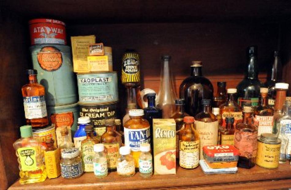 Old bottles and containers fit for a pantry from a time gone by.