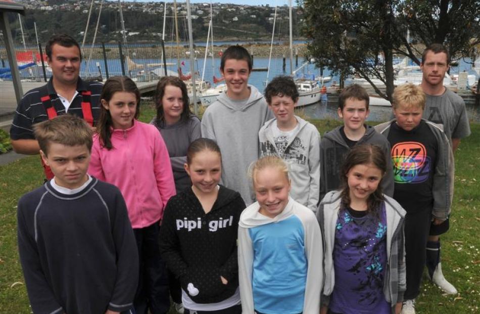 Participants in the sailing programme at the Otago Yacht Club yesterday  (front, from left)...