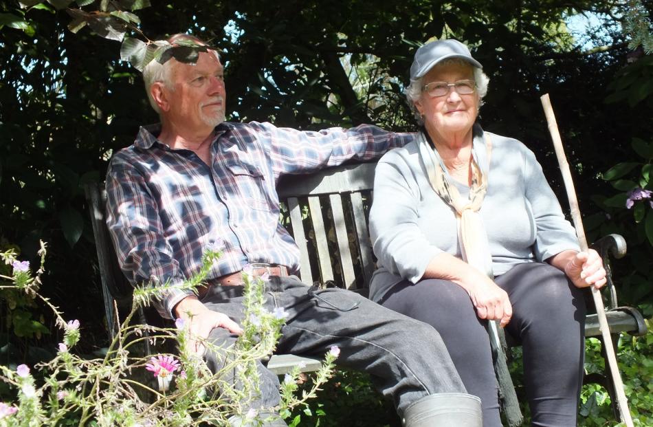 Robin and Wendy Ross take a break on a seat by the pond. Photos: Gillian Vine
