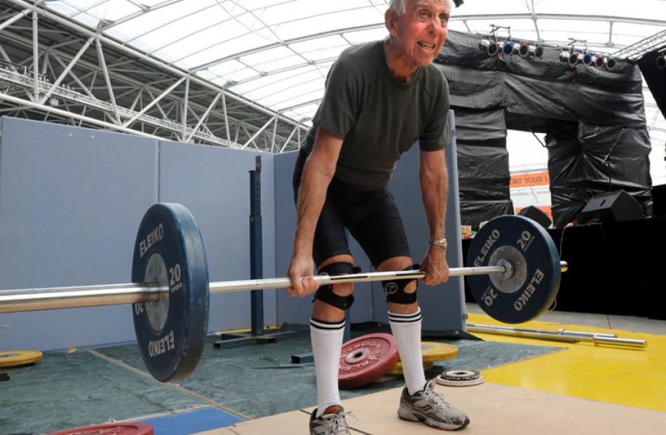 Russell Miller (76), oldest in competition at the weight lifting.