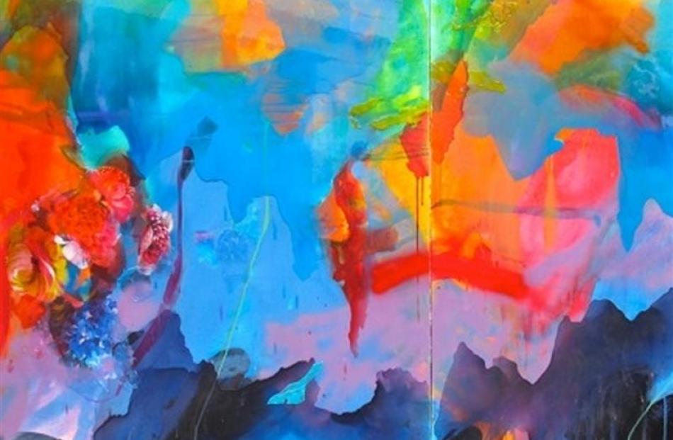 The $9800 mixed media on canvas Surf (2012, detail) is one of 18 new art works on display by...