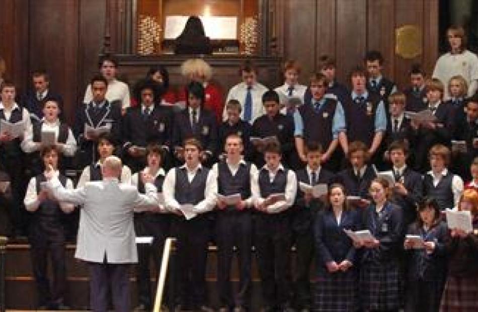 Pupils perform during the 39th Otago Secondary Schools Music Festival at the Dunedin Town Hall on...