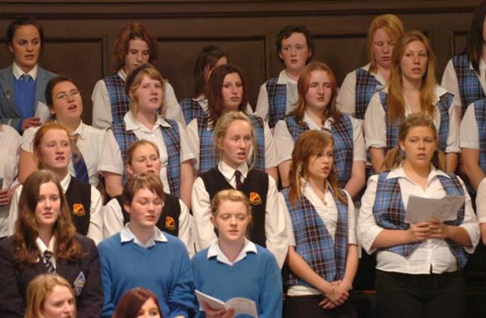 Pupils perform during the 39th Otago Secondary Schools Music Festival at the Dunedin Town Hall on...