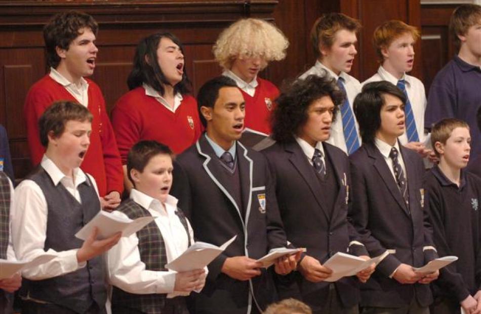 Pupils perform during the 39th Otago Secondary Schools Music Festival at the Dunedin Town Hall on...